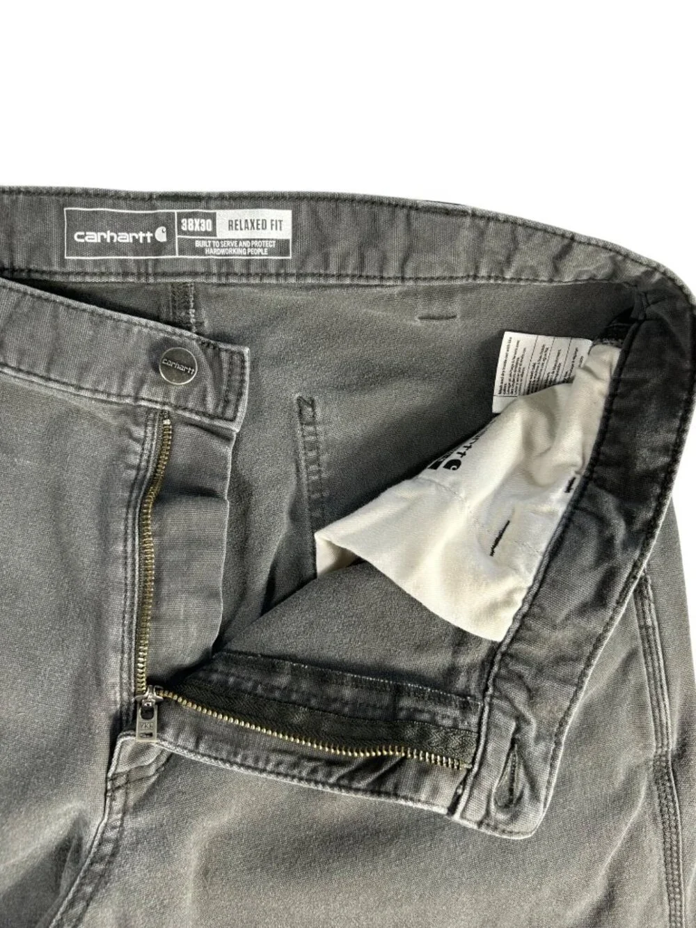 Carhartt Relaxed Fit Dark Gray Work Pants Men's 38x30 (Fits 37x27) Rugged Flex